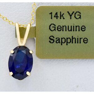 Genuine 1.22 Cts Blue Sapphire Small Pendant 14k Gold